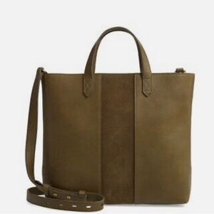Madewell Green Leather Suede Stripe Small Transport Crossbody
